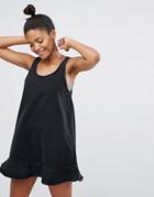 Monki Flip Hem Denim Dress - Black