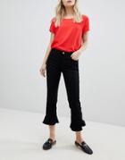 Only Cropped Peplum Hem Jean-black