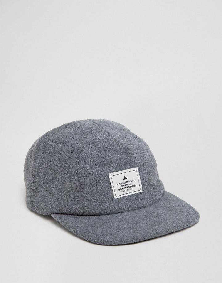 Asos 5 Panel Cap In Fleece - Gray
