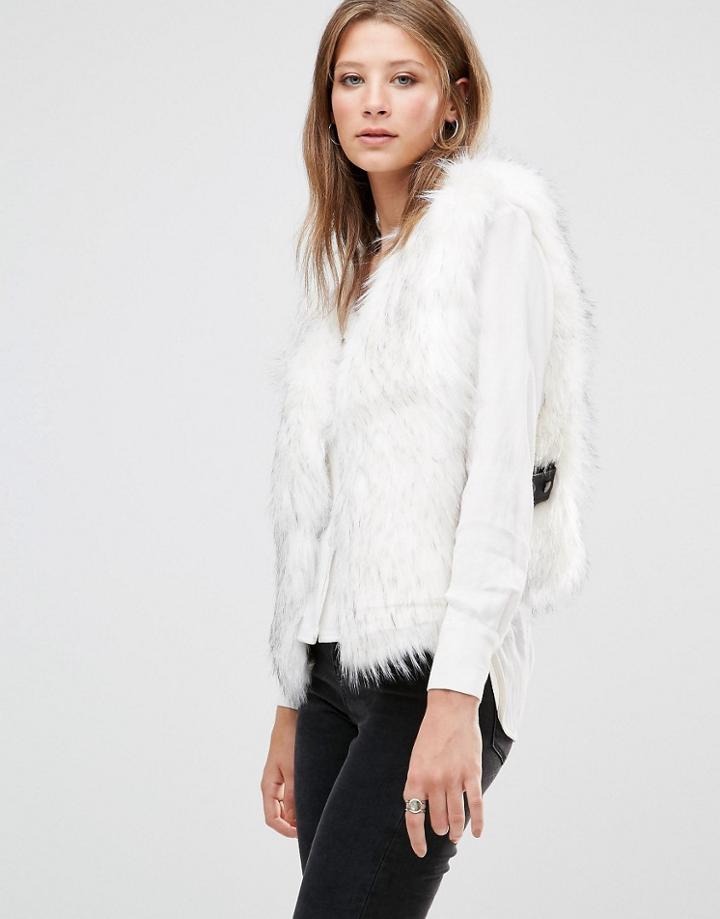 Jayley Luxurious White Faux Fur Vest - White