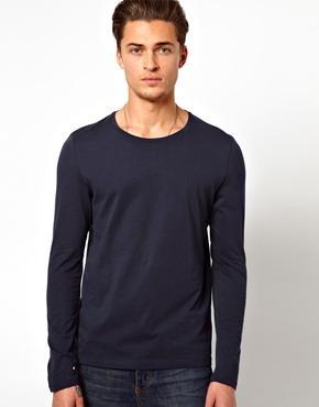 Asos Long Sleeve T-shirt With Crew Neck - Navy