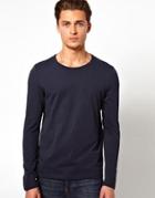 Asos Long Sleeve T-shirt With Crew Neck - Navy