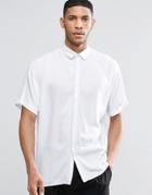 Asos Oversized Shirt In White With Batwing Sleeve - White