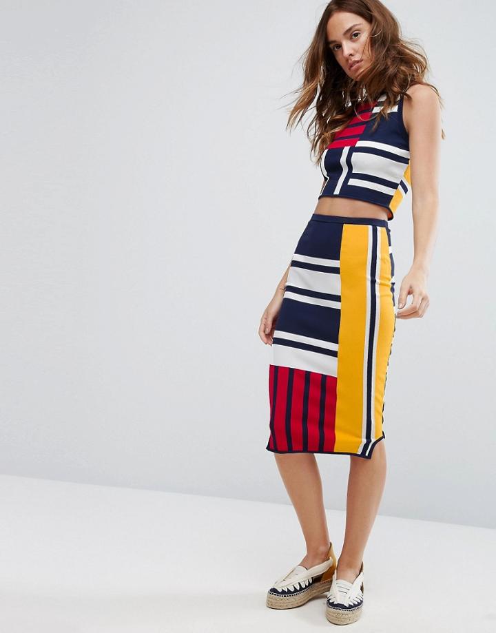 Tommy Hilfiger Gigi Hadid Patchwork Print Bodycon Skirt - Multi
