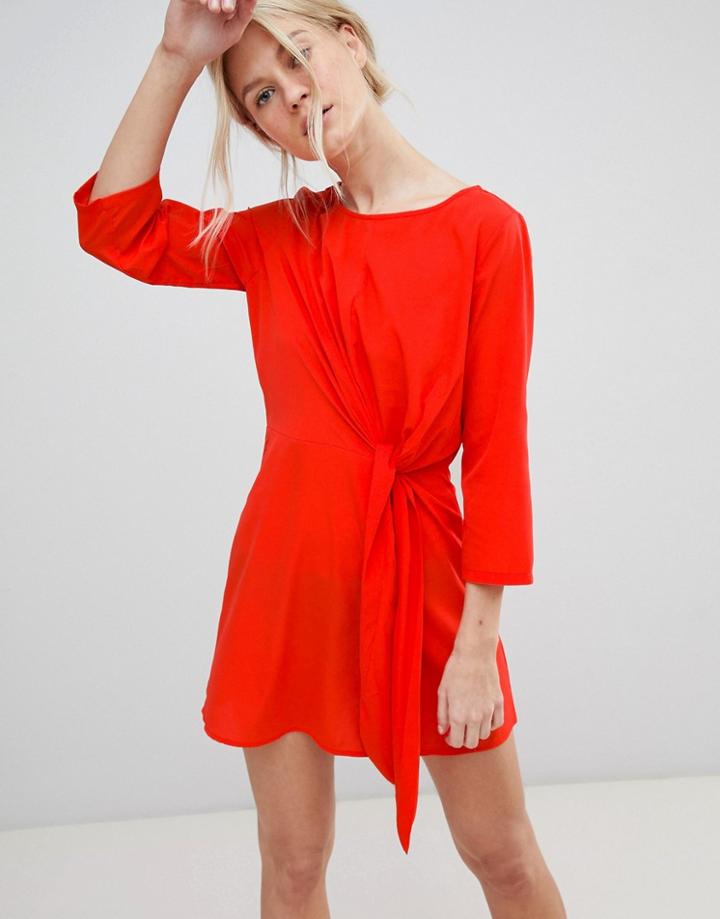 Vero Moda Tie Front Shift Dress-red