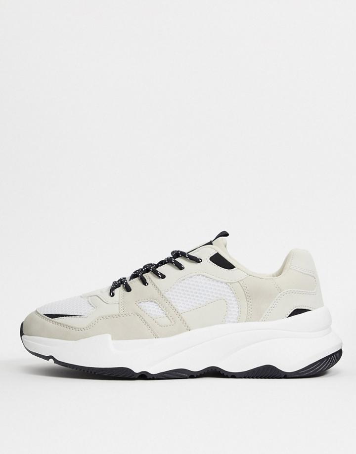 Bershka Chunky Sneakers In Stone-neutral
