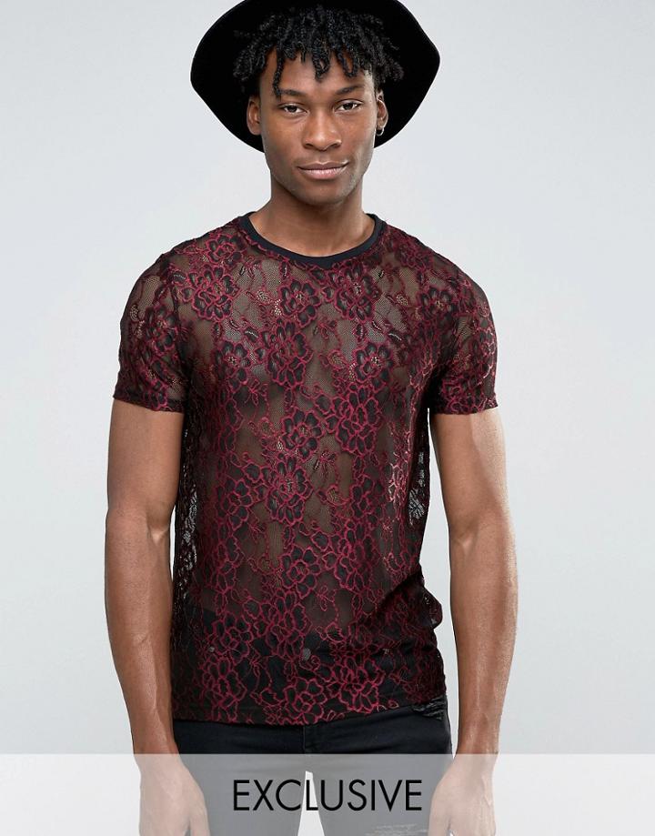 Reclaimed Vintage Lace T-shirt - Red
