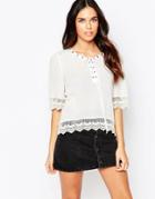 Jovonna Simple Life Top With Lace Up Front - White