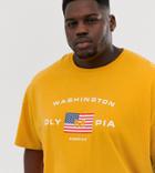 Asos Design Plus Oversized T-shirt With American Flag Print-yellow