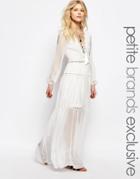 White Cove Petite All Over Scalloped Lace Frill Tiered Maxi Dress - Cream