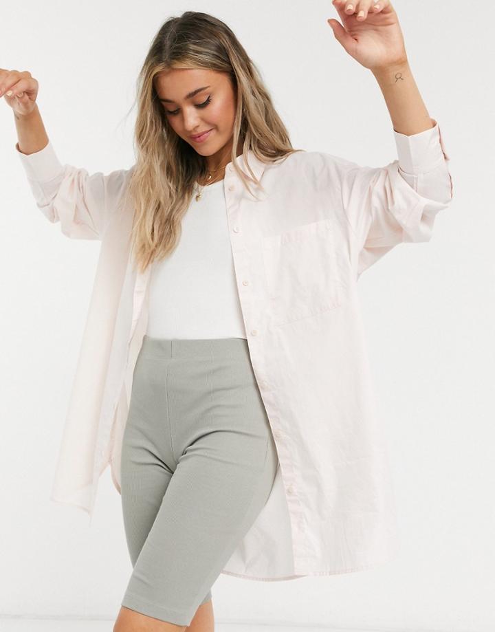 Monki Lindy Organic Cotton Oversize Shirt In Pink