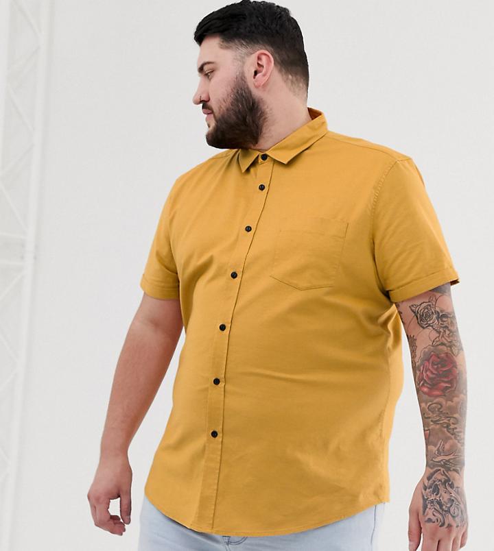 Asos Design Plus Regular Fit Casual Oxford Shirt In Mustard - Yellow