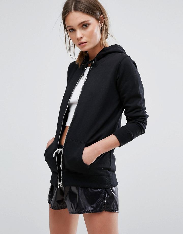 New Look Zip Up Hoodie Top - Black