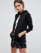 New Look Zip Up Hoodie Top - Black