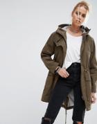 Asos Summer Parka With Jersey Lining - Green