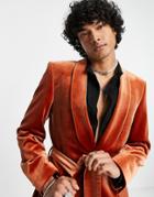 Asos Design Super Skinny Smoking Jacket In Burnt Orange
