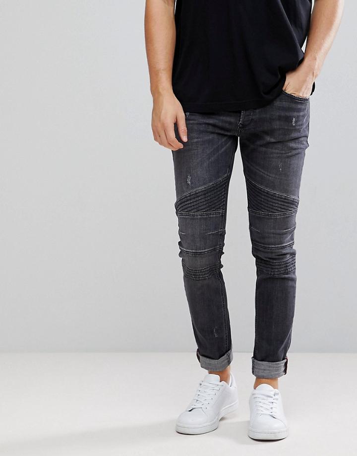 Diesel Fourk Biker Jeans In Gray Wash - Gray