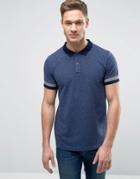 Esprit Slim Fit Polo Shirt With Cuffed Arm Detail - Navy
