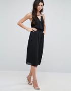 Love & Other Things Wrap Front Midi Skirt - Black