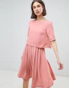 Ichi 2-in-1 Skater Dress - Pink