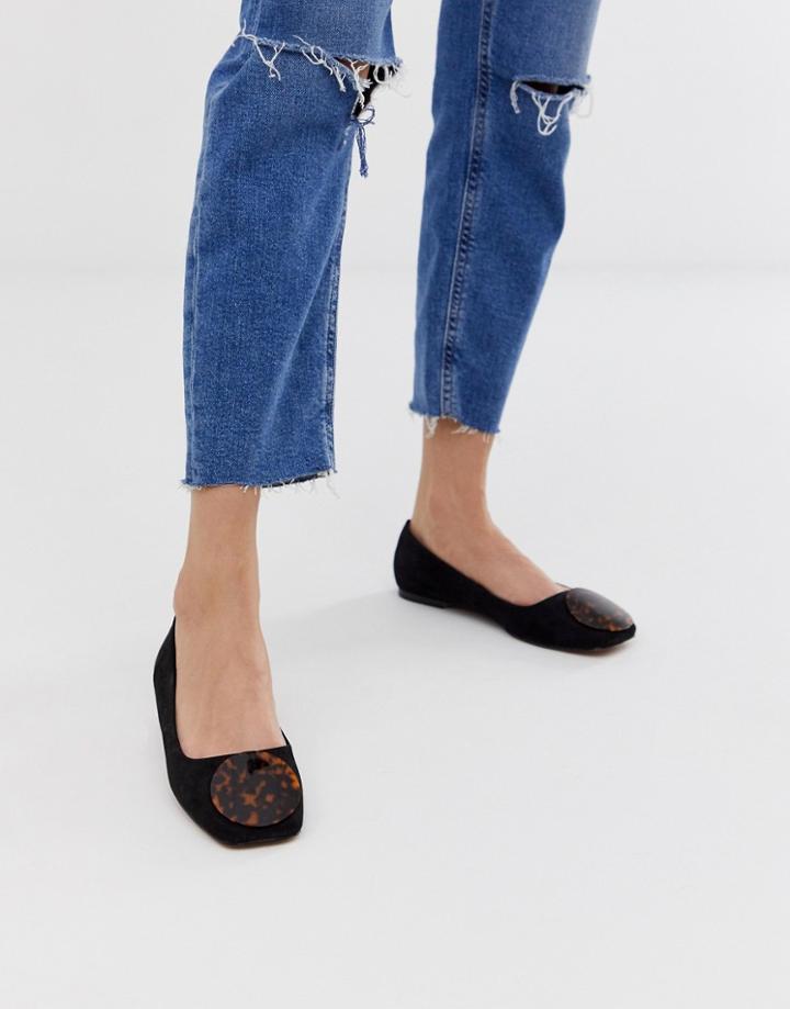 Asos Design Lexis Square Toe Ballet Flats - Black