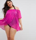 Asos Curve Beach Off Shoulder Wrap Front Cover Up - Pink