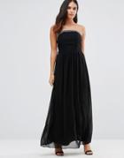 Little Mistress Bandeau Maxi Dress With Embellishment - Black