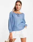 Superdry Arizon Peek A Boo Smock Top In Blue-blues