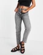 Mango Cropped Mom Jeans In Washed Black