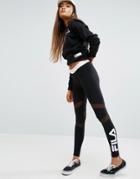 Fila Leggings With Contrast Waistband And Leg Logo - Black