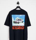Collusion Oversized T-shirt With Car Print In Black Pique