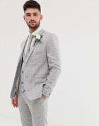 River Island Wedding Skinny Suit Jacket In Gray Check