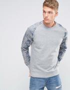 Jack & Jones Originals Sweatshirt With Floral Print Sleeves - Gray