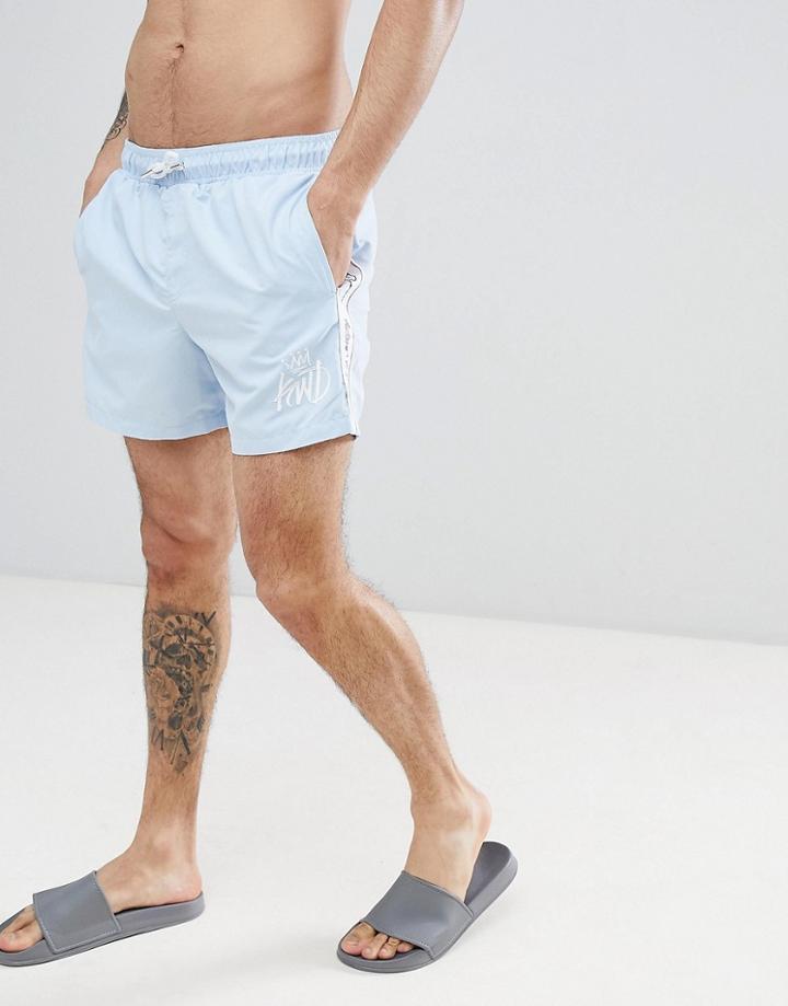 Kings Will Dream Higson Swim Shorts In Blue With Side Stripes - Blue