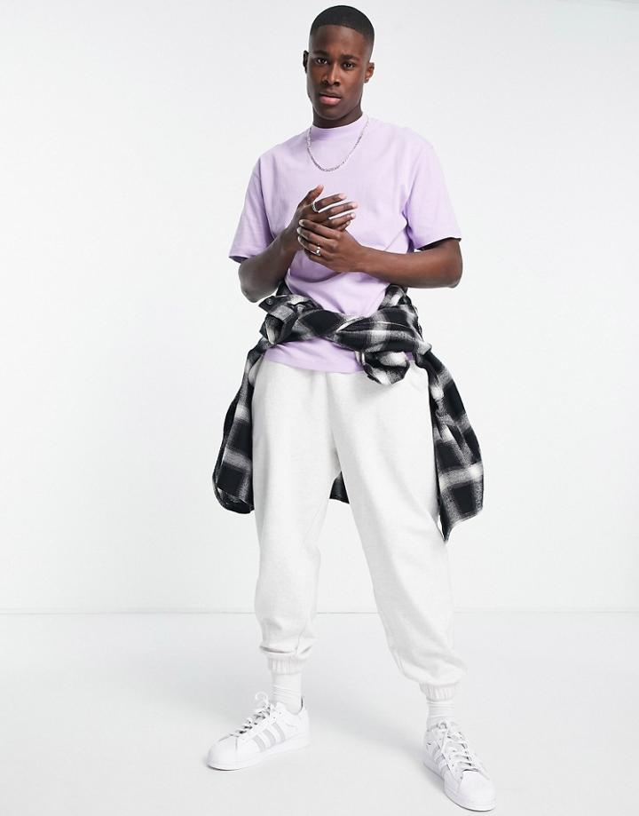 Topman Oversized Fit Organic T-shirt In Lilac-purple