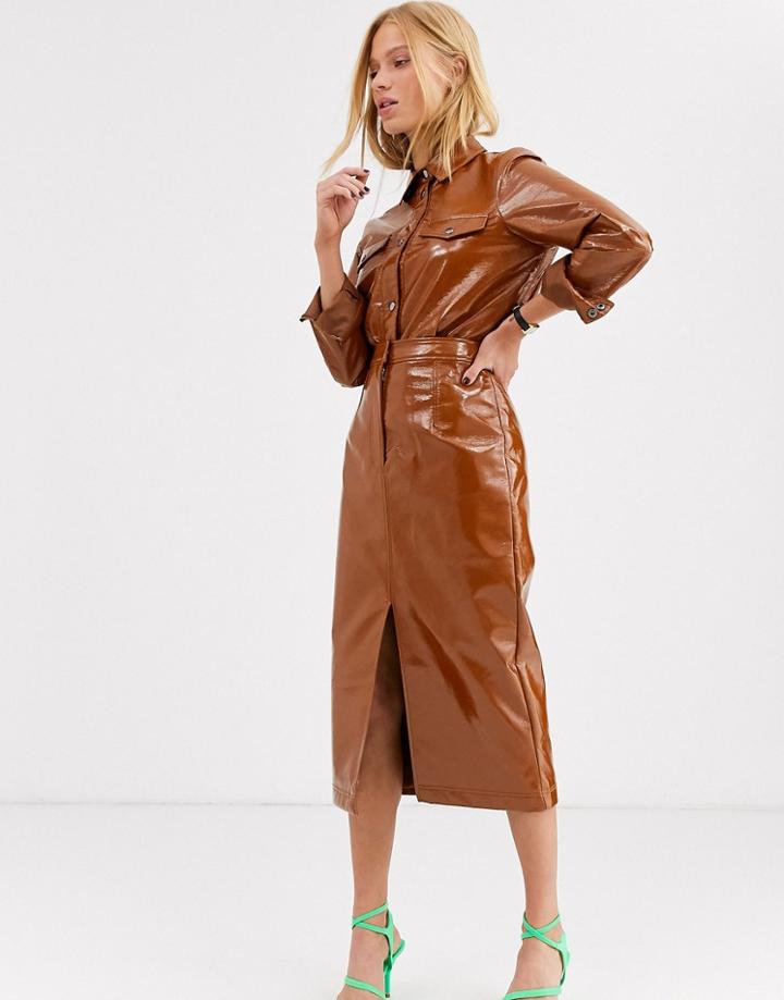 Asos White Vinyl Two-piece Skirt-brown