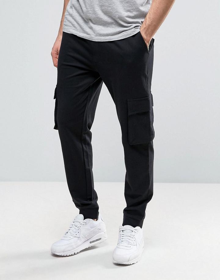 Yourturn Cargo Joggers In Black - Black