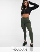 Asos Design Hourglass Leggings With Deep Waistband-green