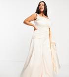Yaura Plus Super Wide Leg Pleated Pant In Oyster - Part Of A Set-white