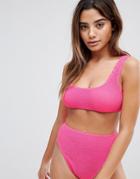 Asos Mix And Match Crinkle Crop Bikini Top - Pink