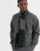 Moss London Scarf In Gray And Charcoal Large Block Check