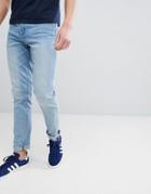 Asos Design Skinny Jeans In Light Wash Blue - Blue