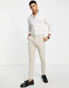Asos Design Wedding Super Skinny Suit Pants In Stone Brushed Twill-neutral