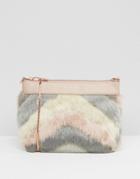 Ted Baker Faux Fur Chevron Detail Cross Body Bag - Gray