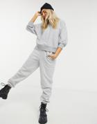 Asos Design Boxy Sweatshirt With Wide Sleeve In Gray Heather-grey