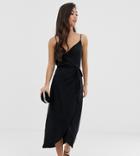 Asos Design Petite Cami Wrap Maxi Dress - Black
