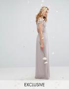 Tfnc Wedding Maxi Dress With Embellished Cold Shoulder - Gray
