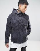 Asos Over Head Windbreaker In Leaf Print - Gray