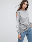 Ellesse Long Sleeve T-shirt With Sleeve Print - Gray