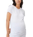 Cotton: On Maternity Wrap Front Top With Short Sleeves In Gray-grey